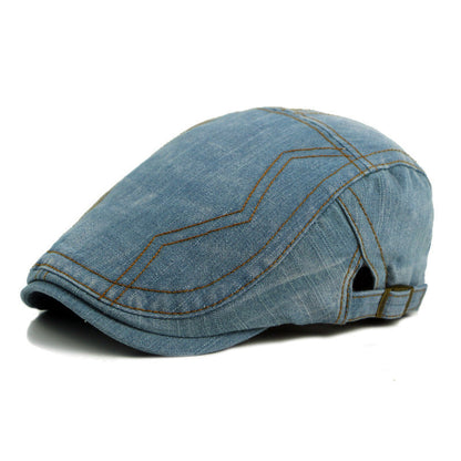 The Riveter — Contrast Stitch Denim Flat Cap