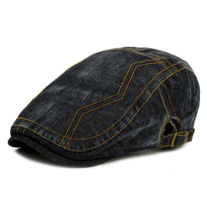 The Riveter — Contrast Stitch Denim Flat Cap
