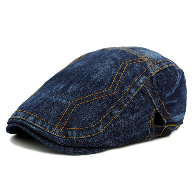 The Riveter — Contrast Stitch Denim Flat Cap