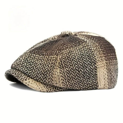 The Tailor — Herringbone Plaid Flat Cap