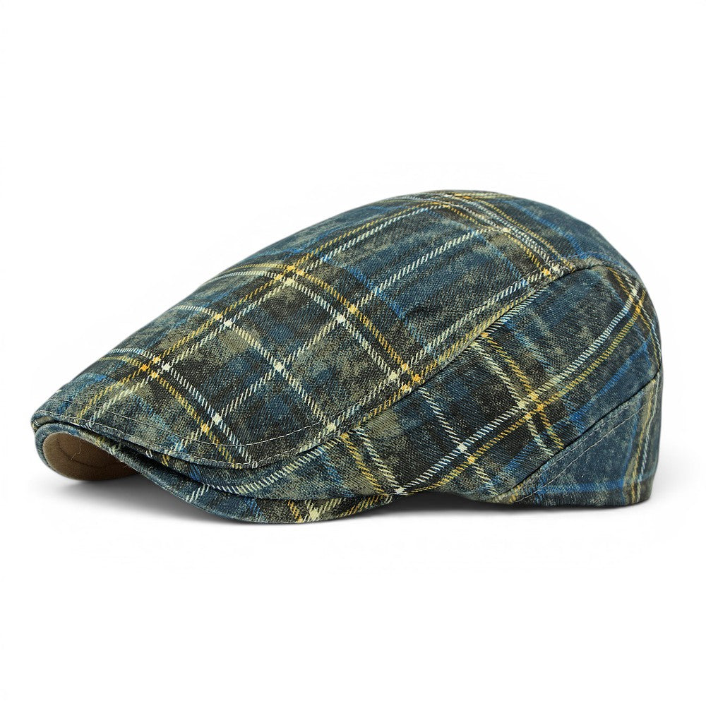 The Drifter — Washed Plaid Flat Cap