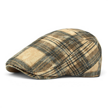 The Drifter — Washed Plaid Flat Cap
