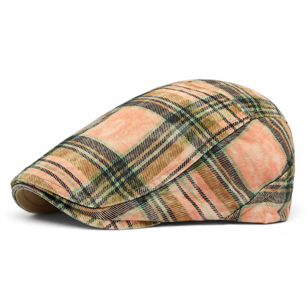 The Drifter — Washed Plaid Flat Cap