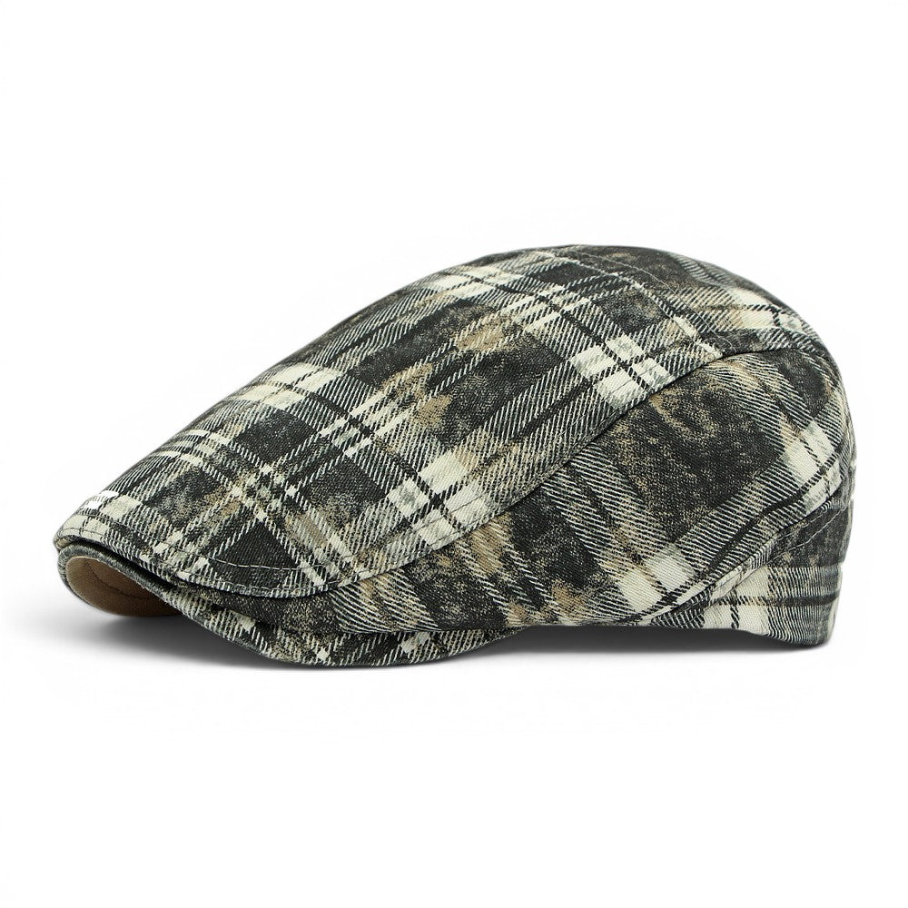 The Drifter — Washed Plaid Flat Cap