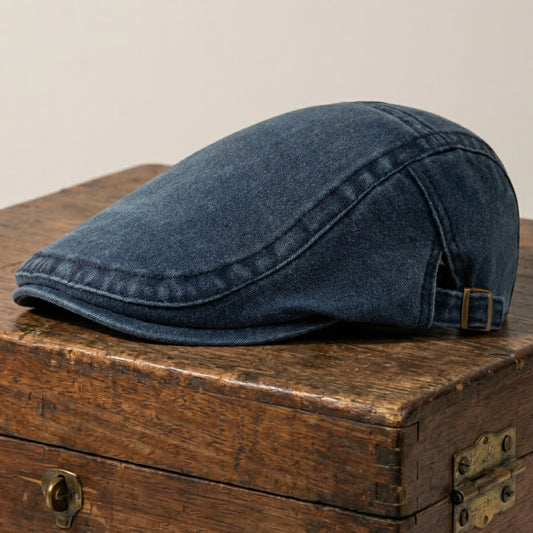 The Wanderer — Washed Denim Flat Cap