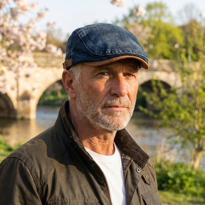 The Riverside — Denim Flat Cap