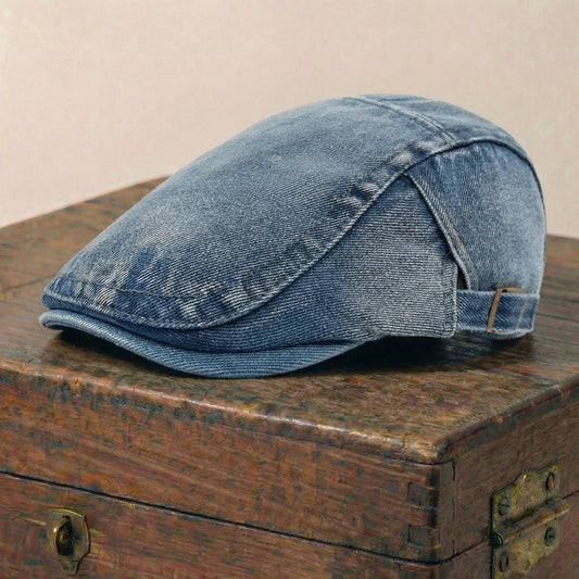 The Waymaker — Washed Denim Flat Cap