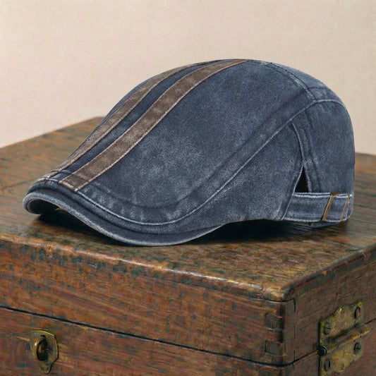 The Drifter — Two-Tone Washed Flat Cap