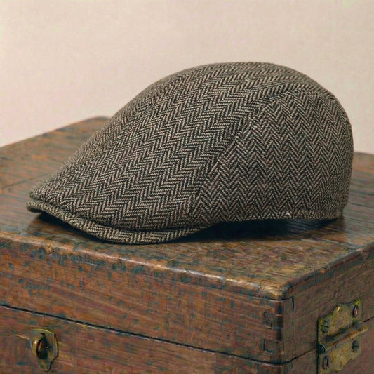 The Tweed — Herringbone Flat Cap